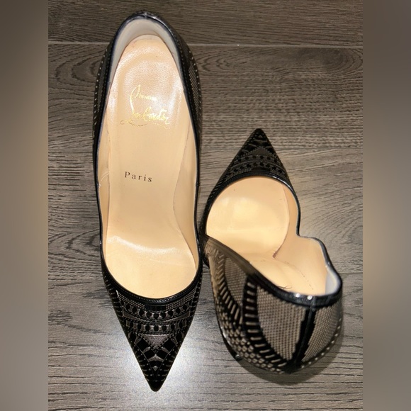 Christian Louboutin Kristali Heels 120 Patent/Suede Burma - Picture 2 of 11